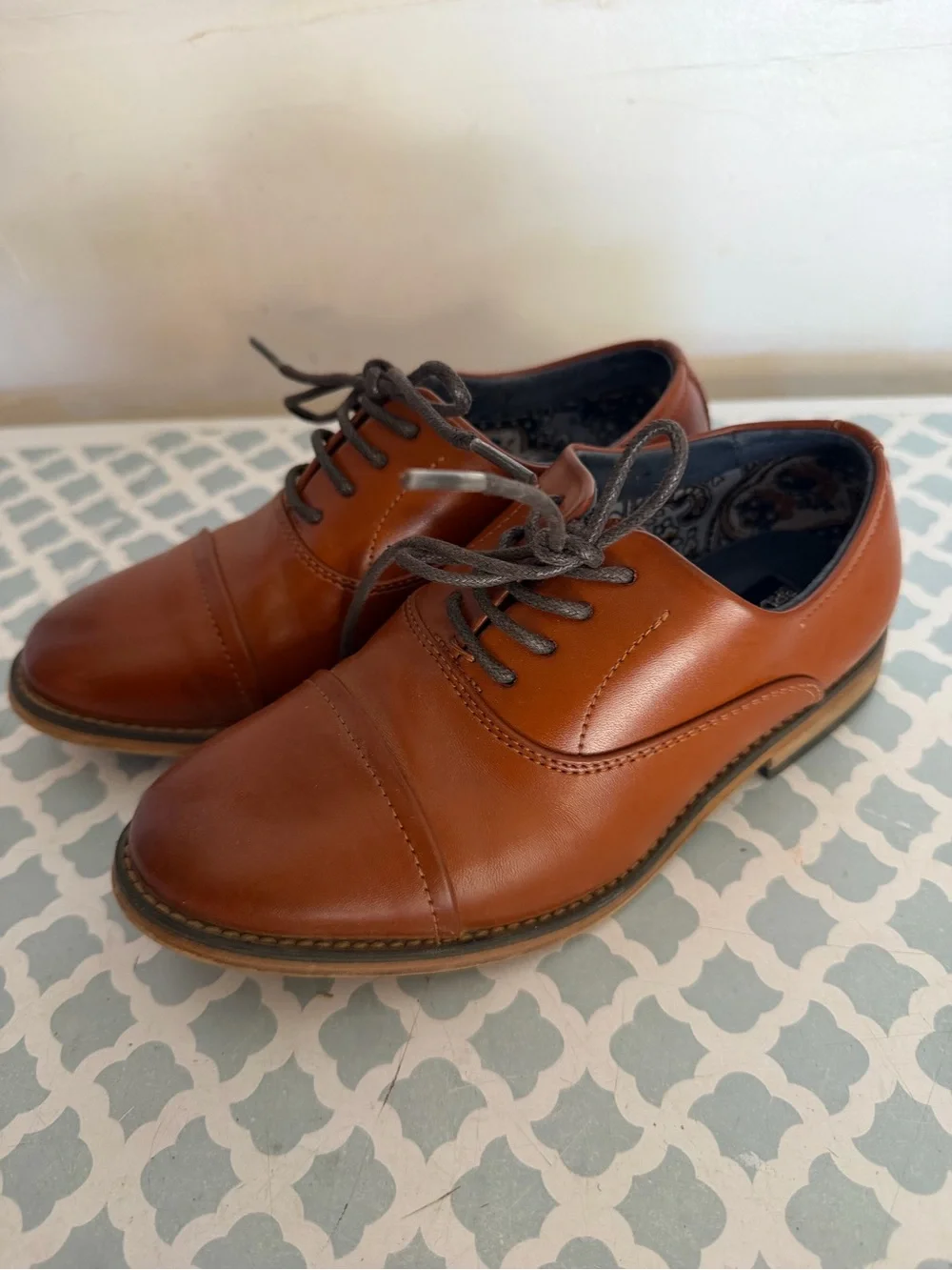 Kids size 13 Classic Oxford Leather Dress Shoes - Brown
